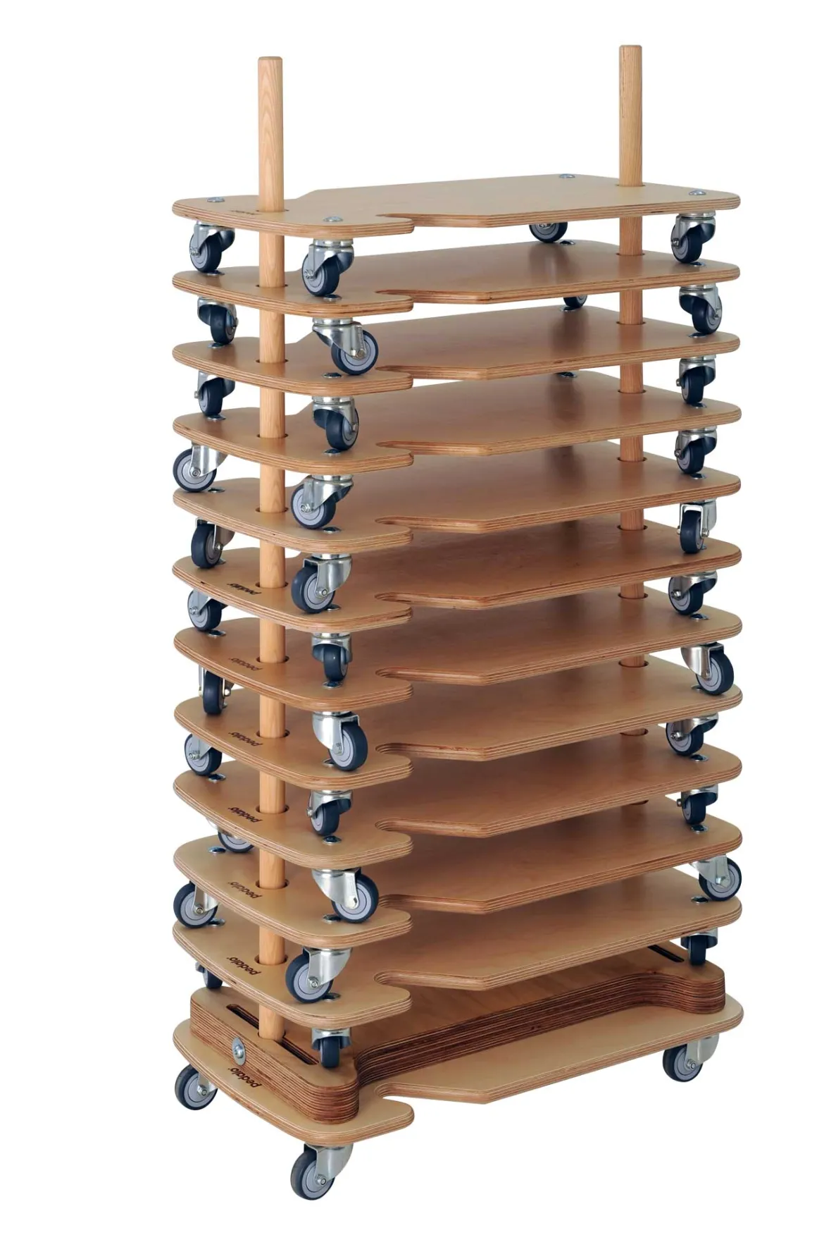 Pedalo®-Rollbrett Set Safety (4x3 Rollbretter inkl. Stapelvorrichtung) unmontiert