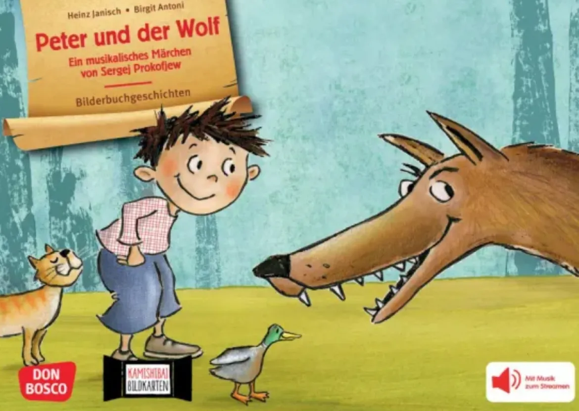 Peter und der Wolf. Ein musikalisches Märchen von Sergej Prokofjew. Kamishibai Bildkartenset, 3-8 Jahre