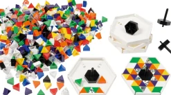 Prismo Kreisel 500 Dreiecke mit Kreiselrahmen inkl. Glitzer-Steinen 5er-Set durchgefärbt