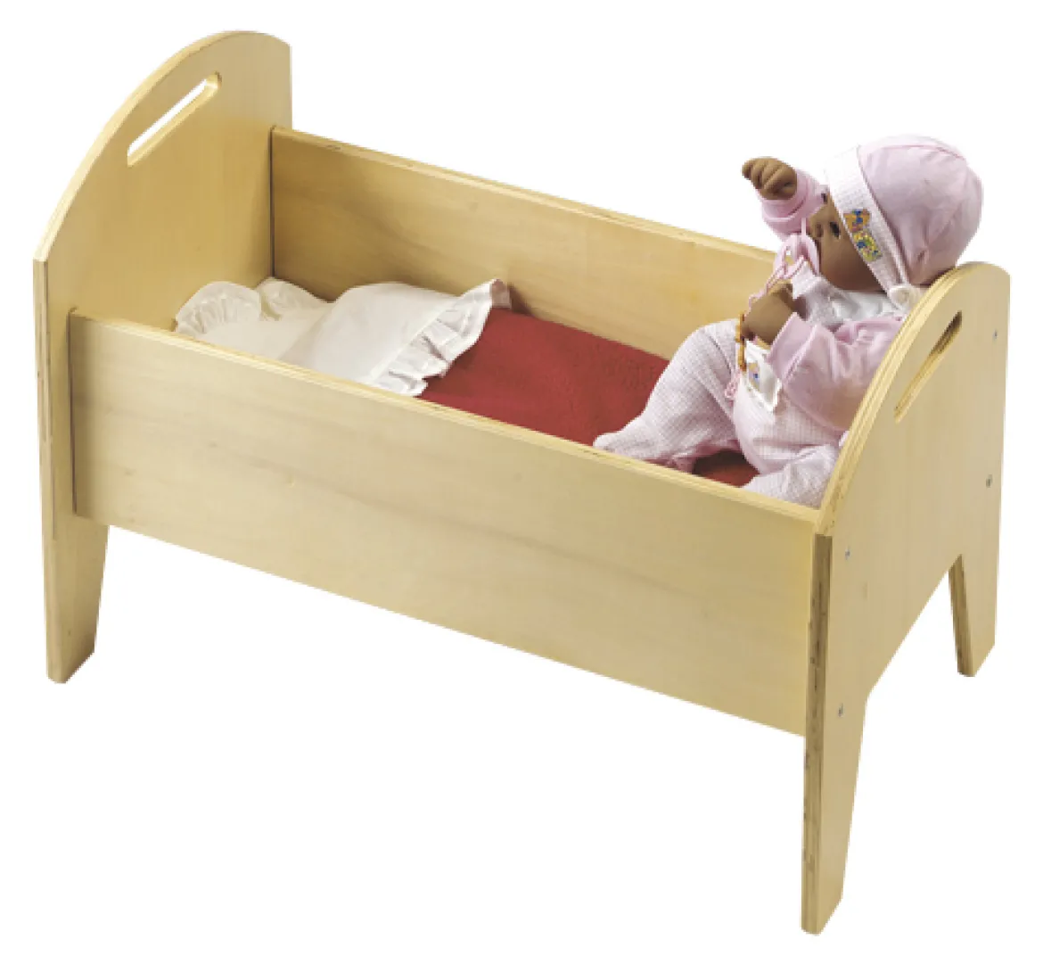 Puppenbett aus Holz, 62 x 28 cm