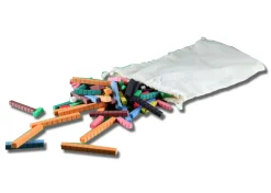 Rechenstäbe aus RE-WOOD® nach Cuisenaire, 126 Stück im Baumwollbeutel