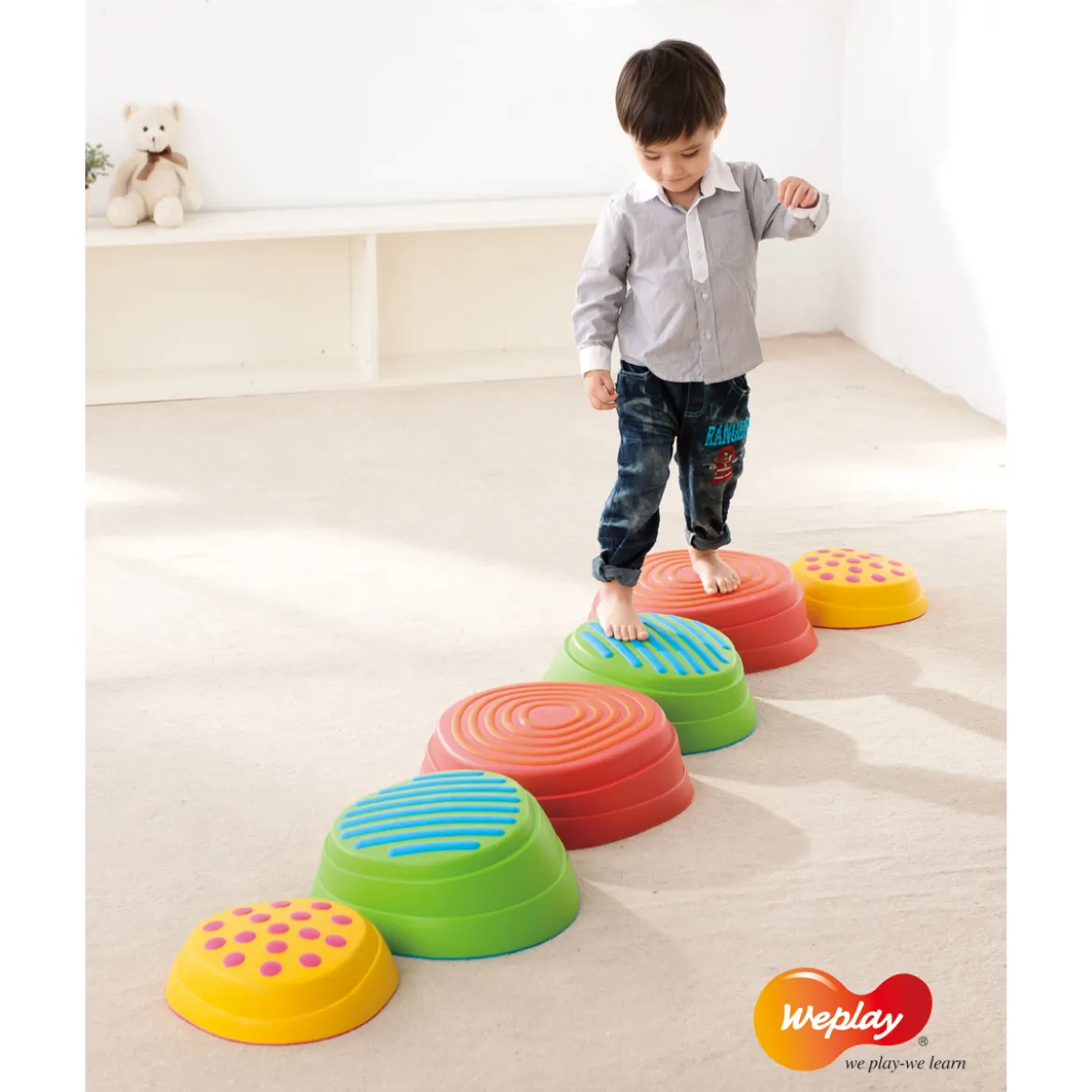 Regenbogen Flusssteine, 6er Set, stapelbar, größter Stein 40 x 39 x 13 cm, ab 2 Jahre