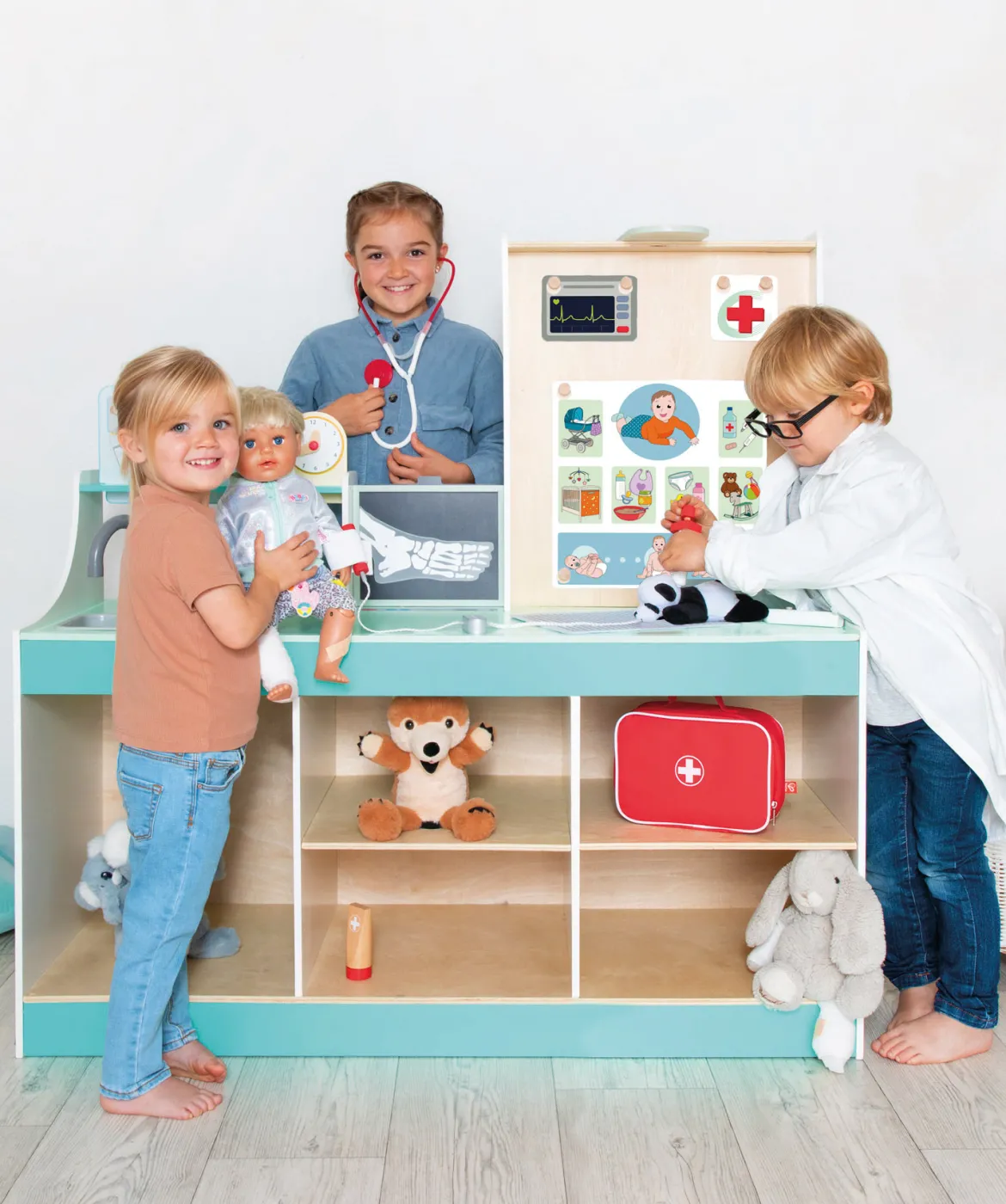 Rollenspiel-Set, Arzt, Spielmöbel aus Holz, für Kinder