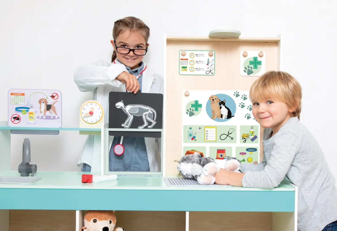 Rollenspiel-Set, Arzt, Spielmöbel aus Holz, für Kinder