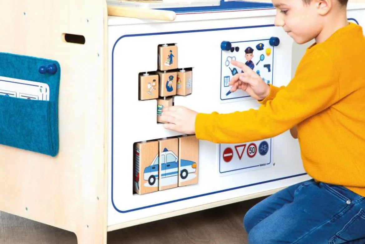 Rollenspiel-Set, Polizei und Feuerwehr, Spielmöbel aus Holz, für Kinder