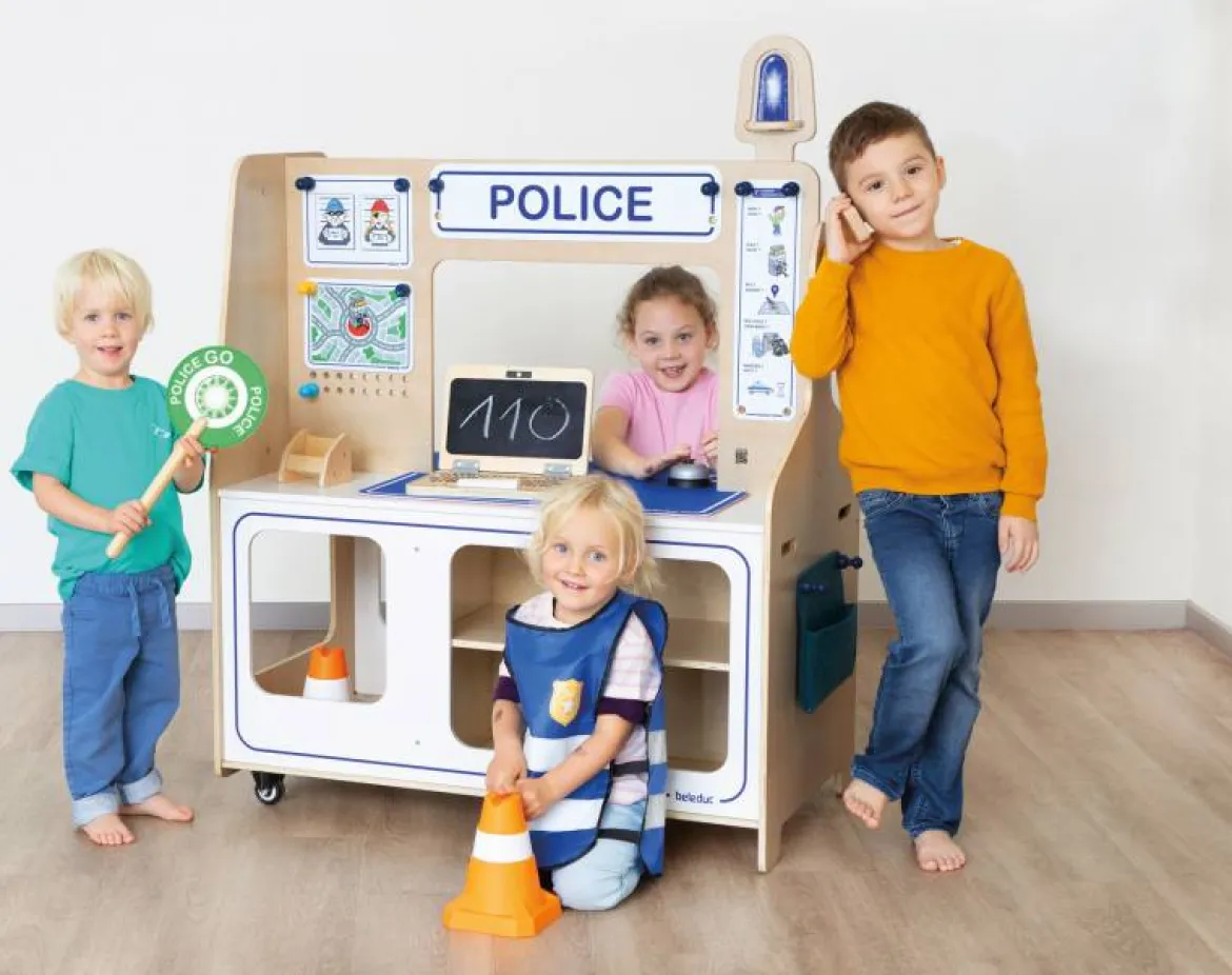 Rollenspiel-Set, Polizei und Feuerwehr, Spielmöbel aus Holz, für Kinder