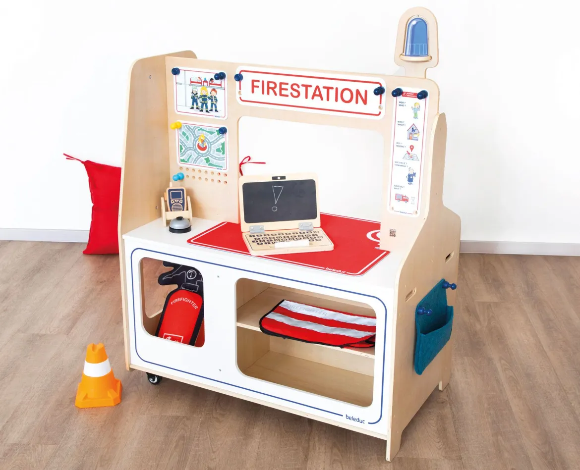 Rollenspiel-Set, Polizei und Feuerwehr, Spielmöbel aus Holz, für Kinder
