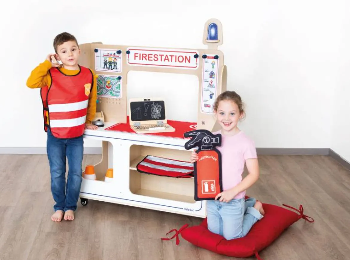 Rollenspiel-Set, Polizei und Feuerwehr, Spielmöbel aus Holz, für Kinder