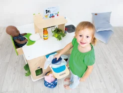 Rollenspiel-Set, Spielküche mit Waschmaschine und Bügelstation, Spielmöbel aus Holz, für Kinder