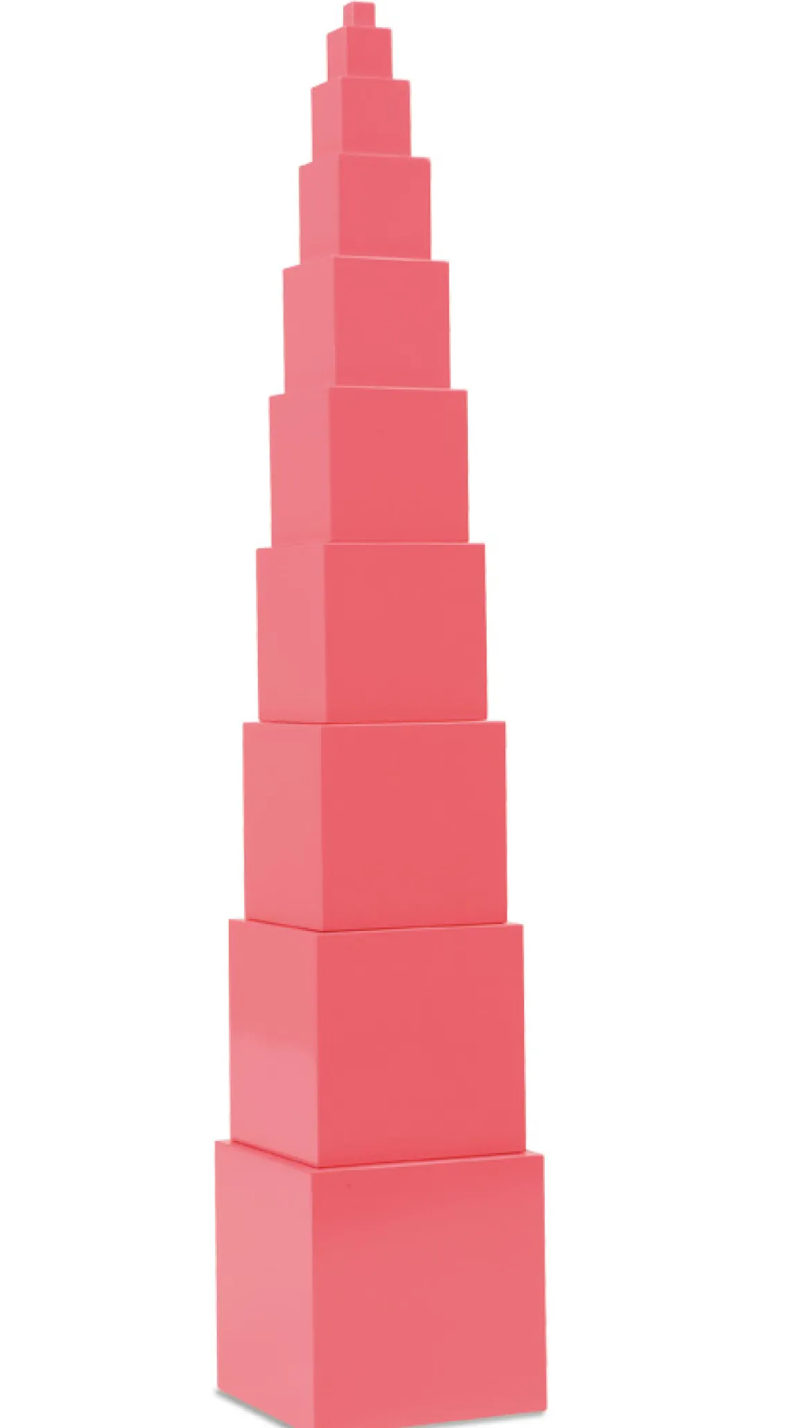 Rosa Turm aus 10 rosa Massivholzkuben
