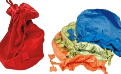 Samtbeutel-Set groß, bunt, 4 Stück - rot, blau, grün, orange