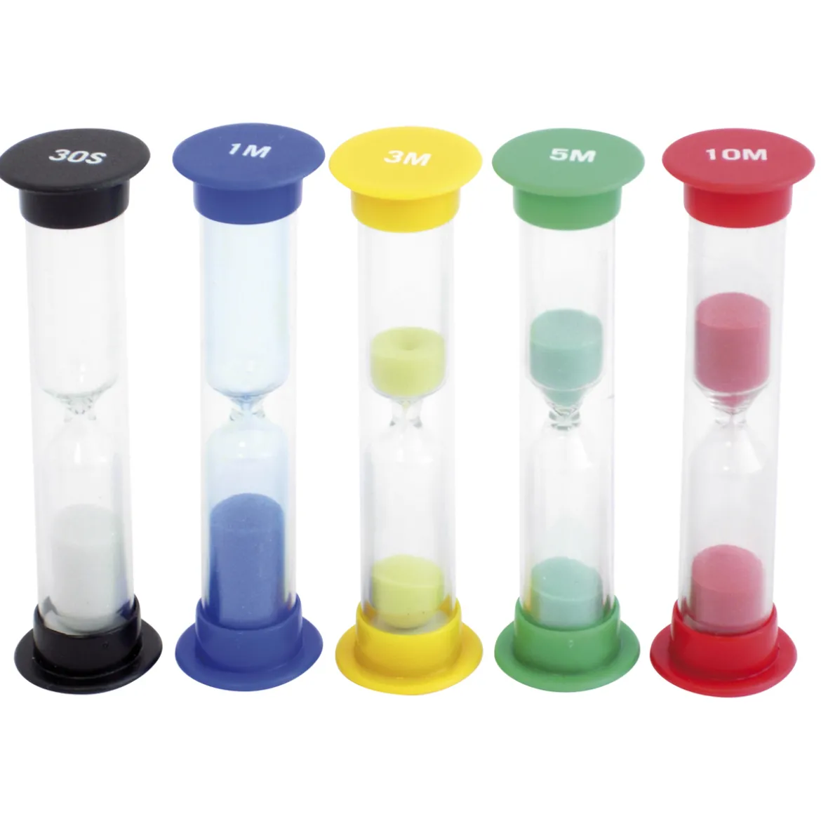 Sanduhren Set 5 Stück, 30s 1 3 5 10 Min, Ø 2,5 cm, ab 3 Jahre