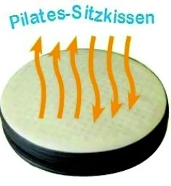 Sanus-Air Gesundheitsstuhl 36-43 cm, höhenverstellbare Lehne und Pilates-Sitzkissen, Kunstleder beige/schwarz mit Rollstopp