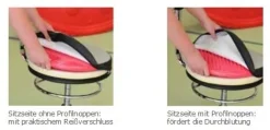 Sanus-Air Gesundheitsstuhl 36-43 cm, höhenverstellbare Lehne und Pilates-Sitzkissen, Kunstleder beige/schwarz mit Rollstopp