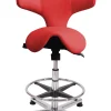 Sanus Bürostuhl Variowip Hochstuhl, Sattel, Leder, 58-85 cm, rot, Fußring, auf Gleitern