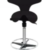 Sanus Bürostuhl Variowip Hochstuhl, Sattel, Stoff, 58-85 cm, schwarz, Fußring, Rollen mit Feststeller