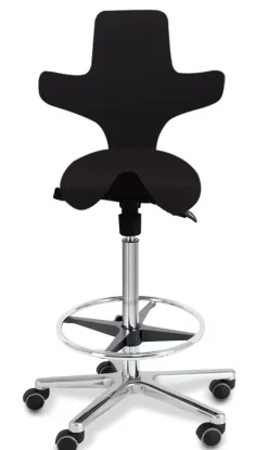 Sanus Bürostuhl Variowip Hochstuhl, Sattel, Stoff, 58-85 cm, schwarz, Fußring, Rollen mit Feststeller