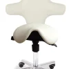 Sanus Bürostuhl Variowip Sattel, Sitzhöhe 44-57 cm, Leder, weiß, mit Bürorollen