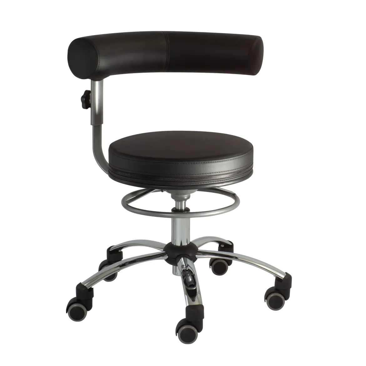 Sanus Gesundheitsstuhl 42-51 cm mit höhenverstellbarer Lehne, Stoff schwarz, mit Rollstopp