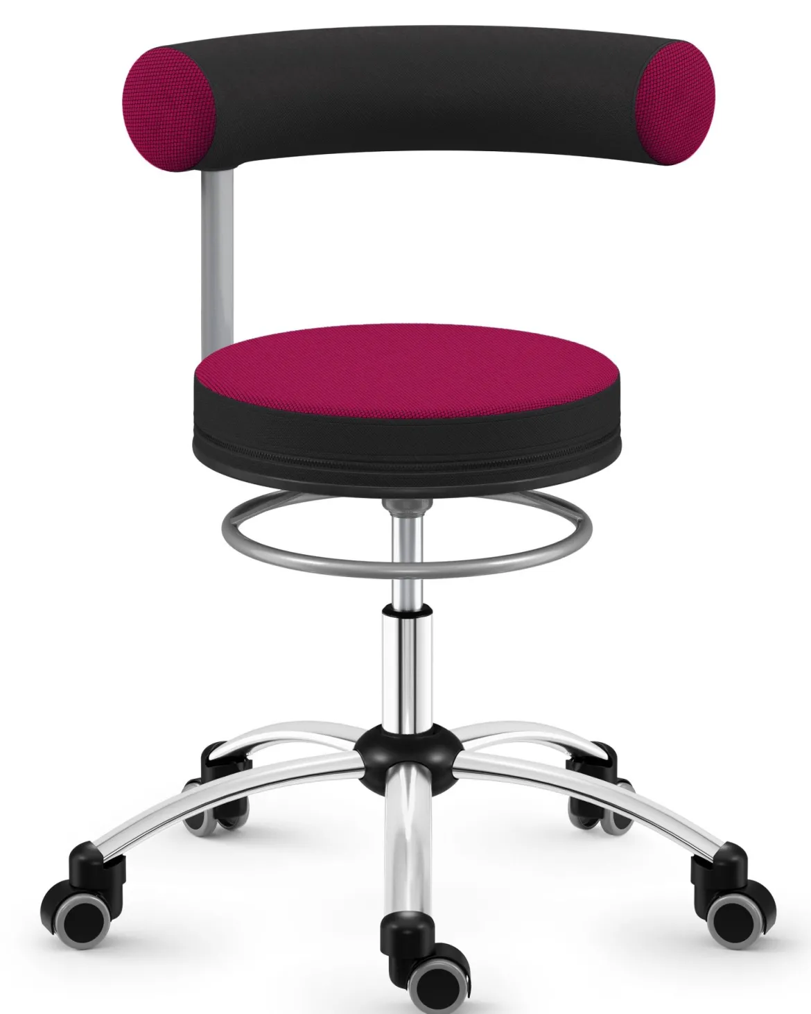 Sanus Gesundheitsstuhl 42-51 cm, Stoff pink/schwarz, mit Bürorollen