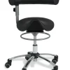 Sanus®-Sattelsitz 36-43 cm mit höhenverstellbarer Lehne, Kunstleder schwarz, Bürorollen