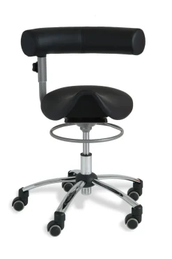 Sanus®-Sattelsitz 36-43 cm mit höhenverstellbarer Lehne, Kunstleder schwarz, Bürorollen
