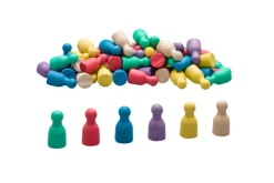 Satz aus 60 Spielfiguren in 6 Farben im Karton