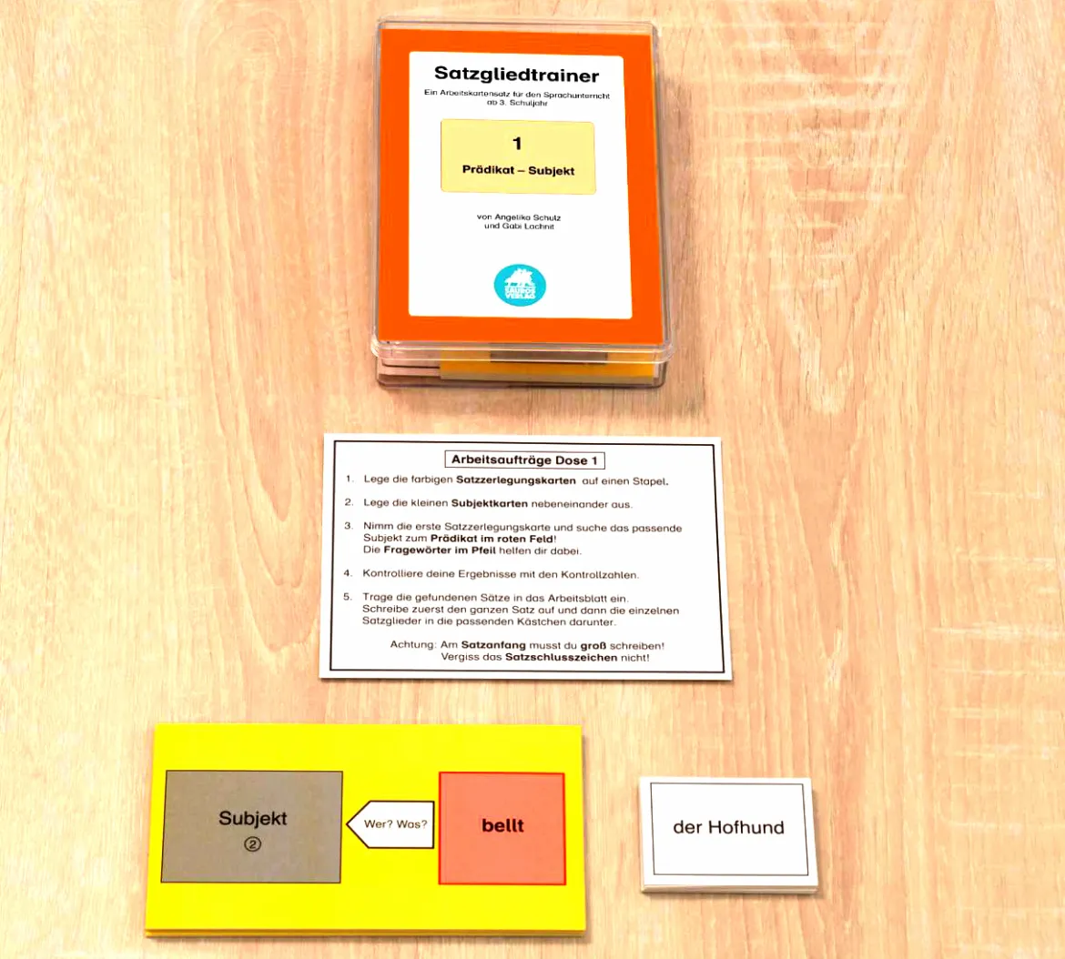 Satzgliedtrainer, Lernmaterial (3 Dosen), ab 3. Klasse