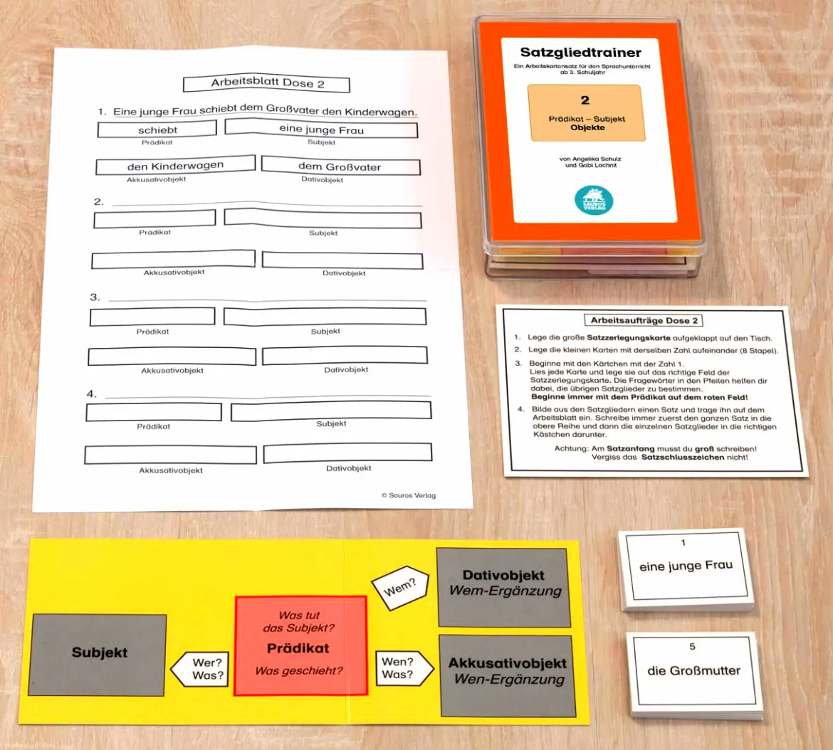 Satzgliedtrainer, Lernmaterial (3 Dosen), ab 3. Klasse