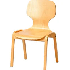 Schalenstuhl aus Holz, stapelbar, ohne Polster, mit Filzgleiter