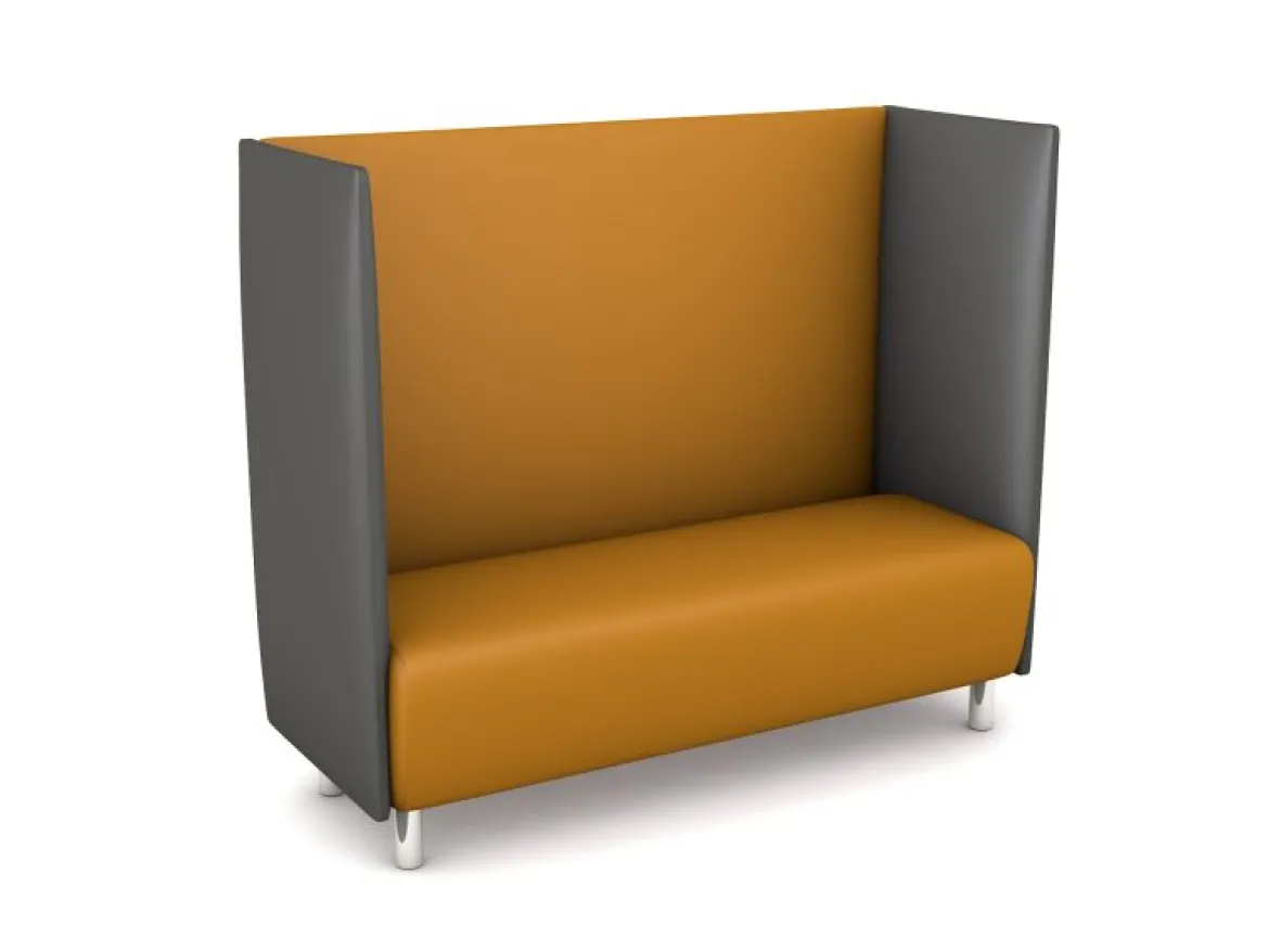 Schallschutzsofa, Akustiko Silvertex, B1 CME (schwer entflammbar), Hightech-Kunstleder, antibakteriell, Camel SB1-2105