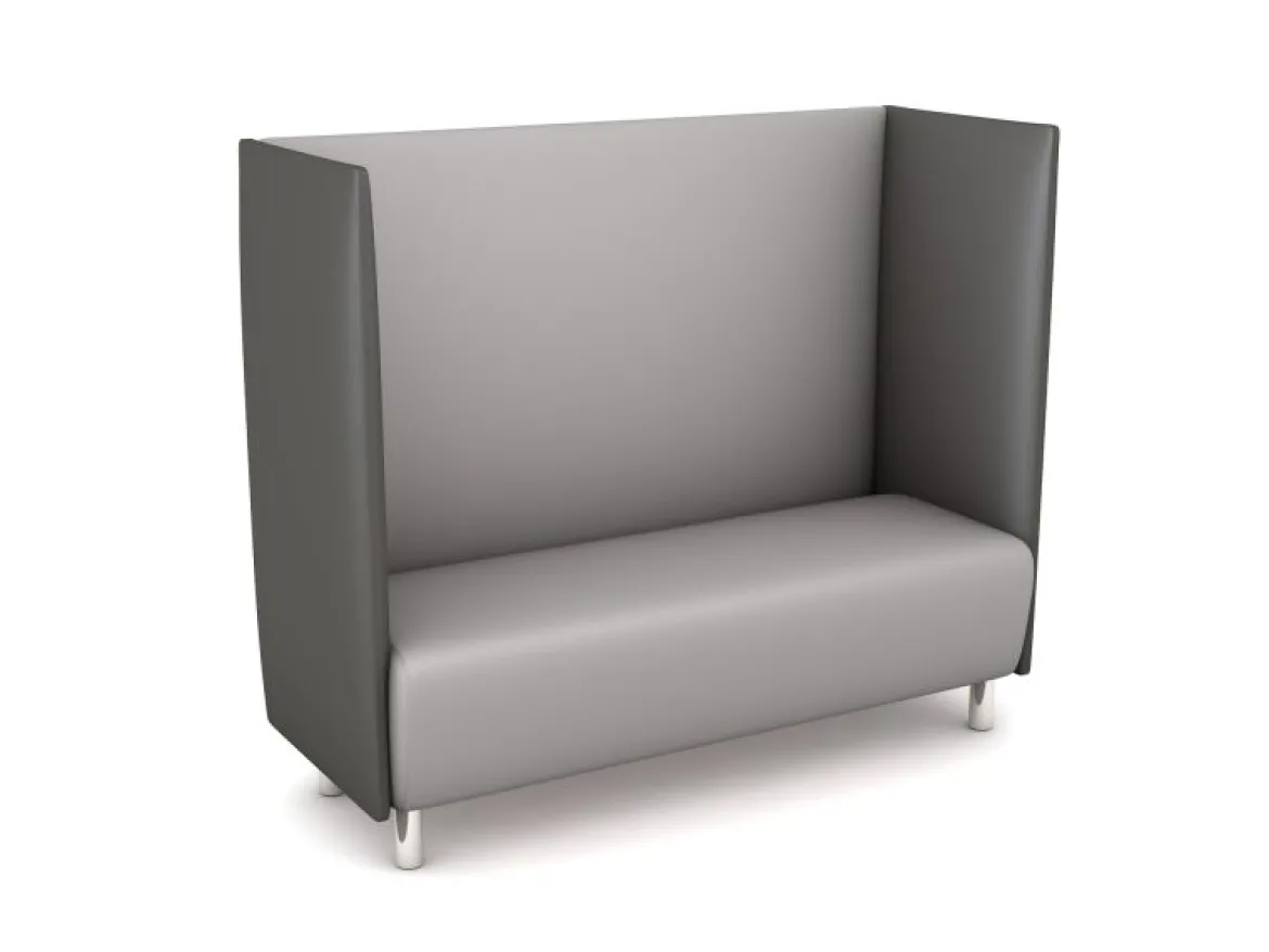 Schallschutzsofa, Akustiko Silvertex, B1 CME (schwer entflammbar), Hightech-Kunstleder, antibakteriell, Aluminium SB1-2101
