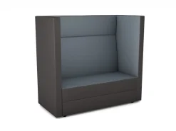 Schallschutzsofa Hochlehner, Akustiko Berlin, B1 schwer entflammbar, Kunstleder, Titan