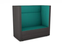 Schallschutzsofa Hochlehner, Akustiko Berlin, B1 schwer entflammbar, Kunstleder, Türkis