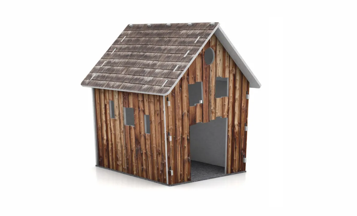 Schallschutz Spielhaus Berghütte "Kalle", B1-zertifiziert, 136 x 163 x 156 cm