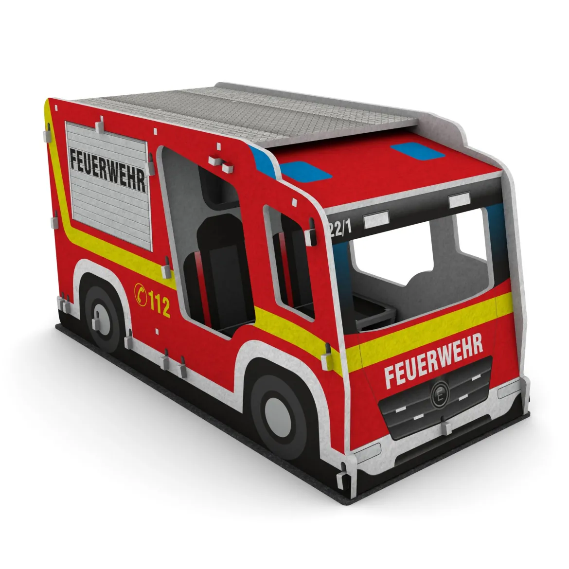 Schallschutz Spielhaus Feuerwehrauto, B1-zertifiziert, 100 x 111 x 205 cm