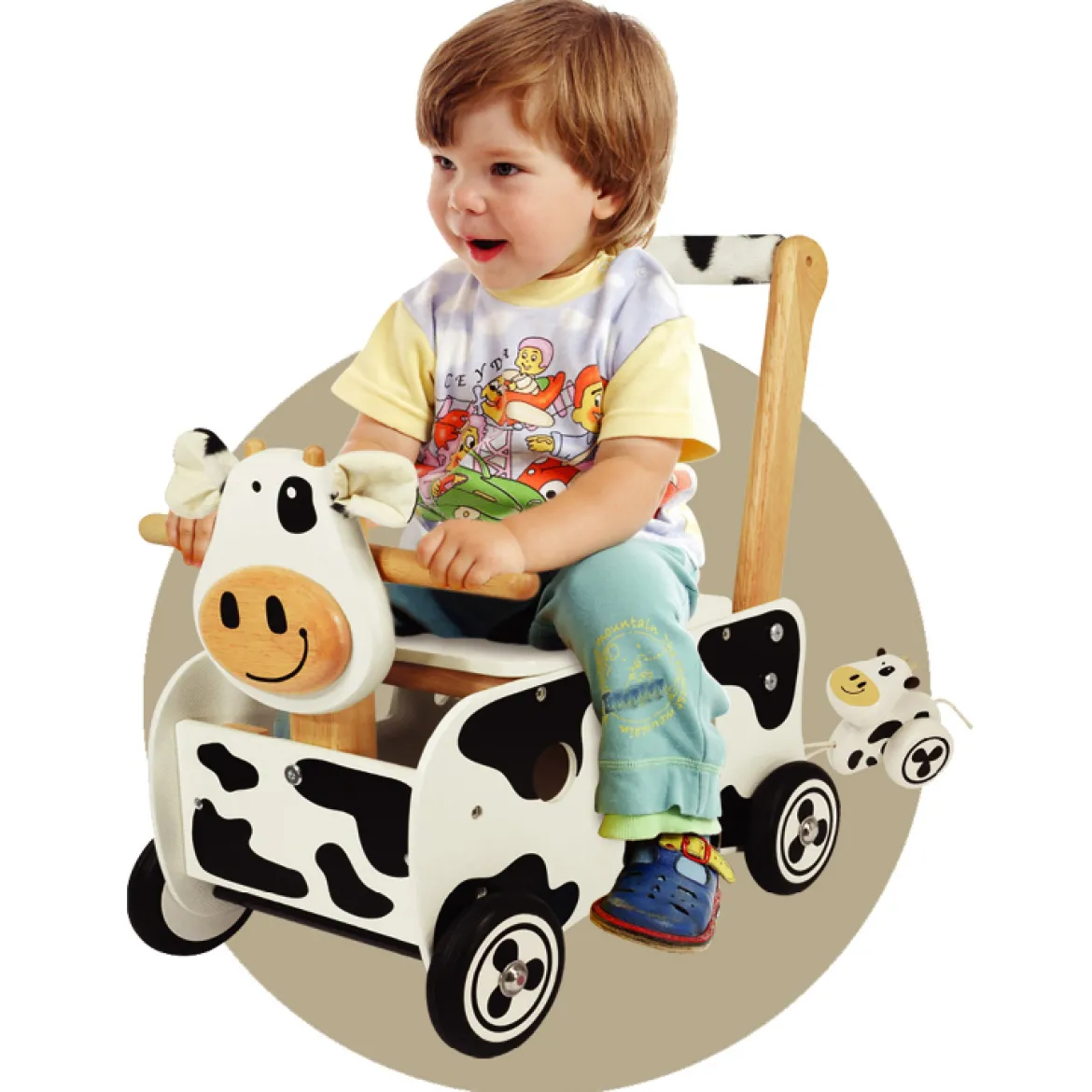 Schiebewagen Kuh schwarz/weiß, ab 12 Monate