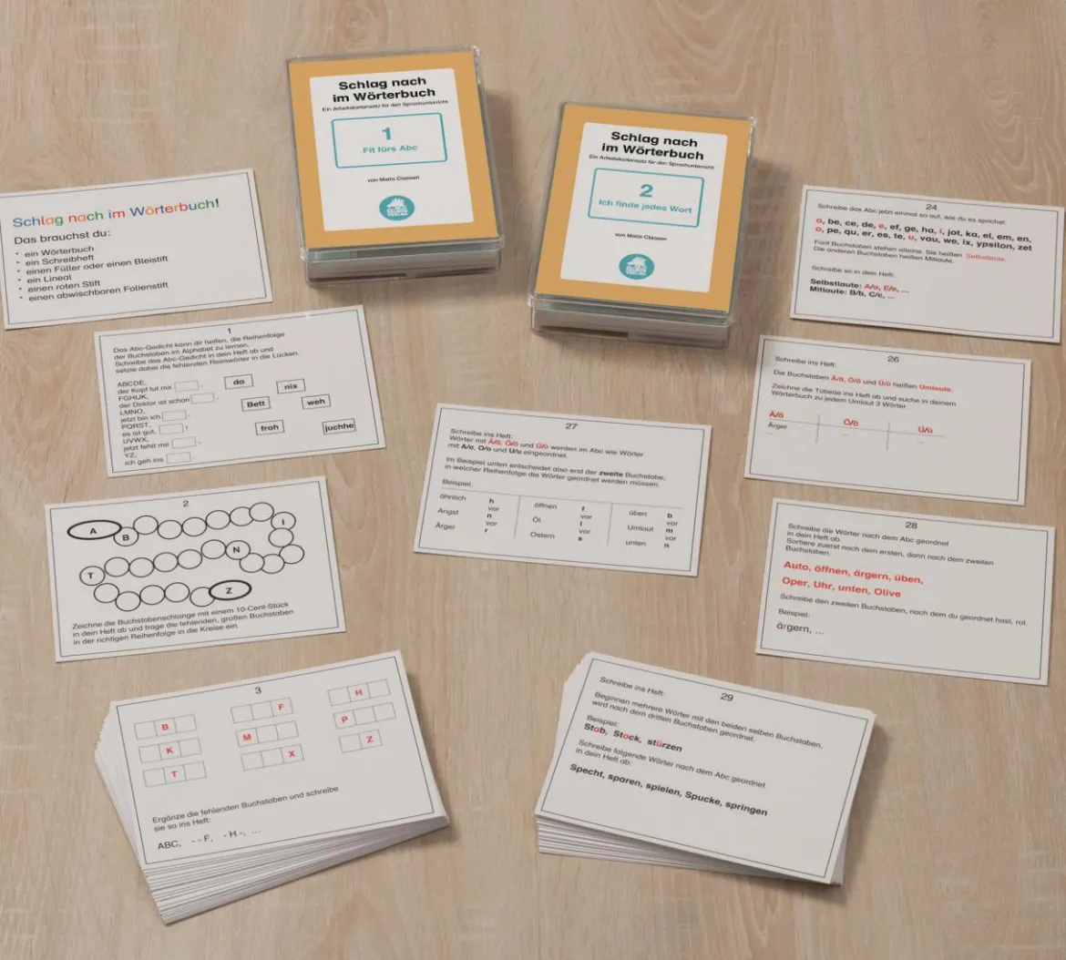 Schlag nach im Wörterbuch, Dosen 1 + 2, Übungsmaterial komplett, 3.-4. Klasse