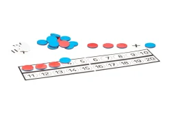 Schüler-Rechenleiste mit 22 Wendeplättchen rot/blau aus RE-Plastic°