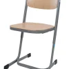 Schülerstuhl mit Doppel-U-Fuß, Buche natur, höhenverstellbar 34-38-42 cm, Gestell RAL 9006 Weißaluminium