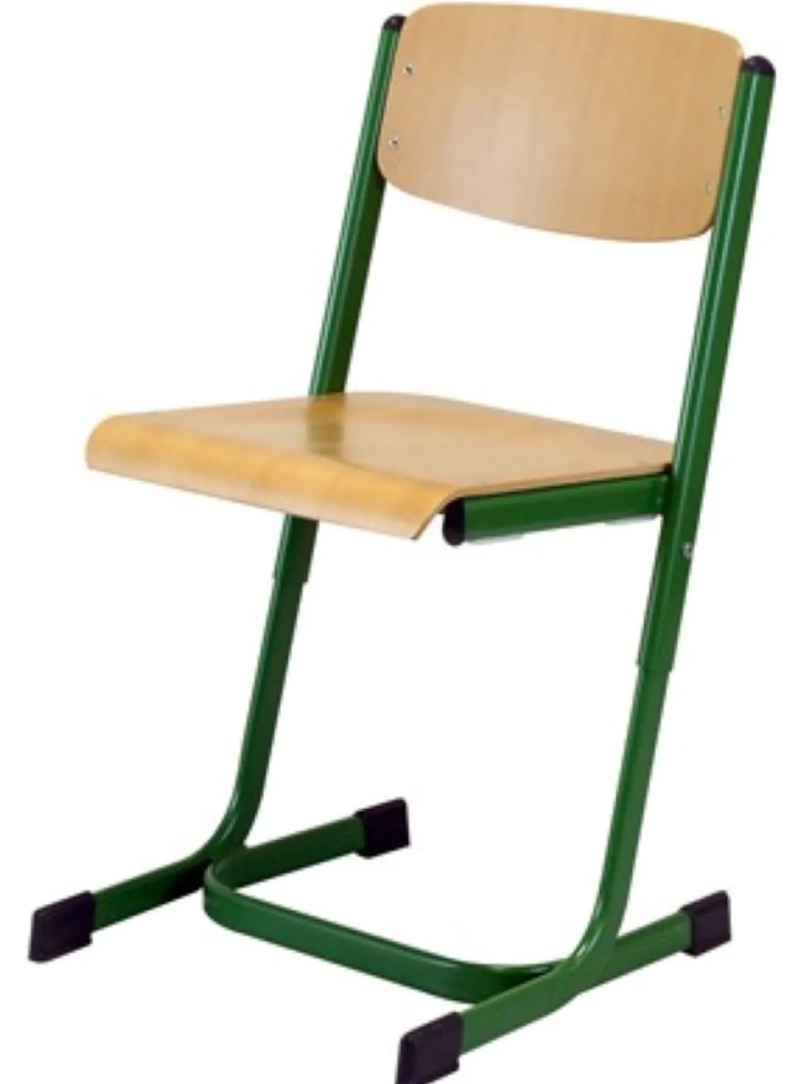 Schülerstuhl mit Doppel-U-Fuß, Buche natur, höhenverstellbar 34-38-42 cm, Gestellfarbe RAL 6010 Grasgrün