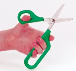 Selbstöffnende Schere mit großer und kleiner Fingerhalterung für Linkshänder