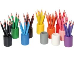 Set mit 11 farbigen Stiftehaltern (leer), ab 2 Jahre
