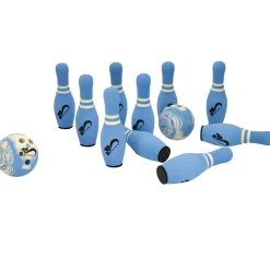 Soft Bowling Set, 10 Kegel, 2 Kugeln, Tragetasche und Positionsmatte