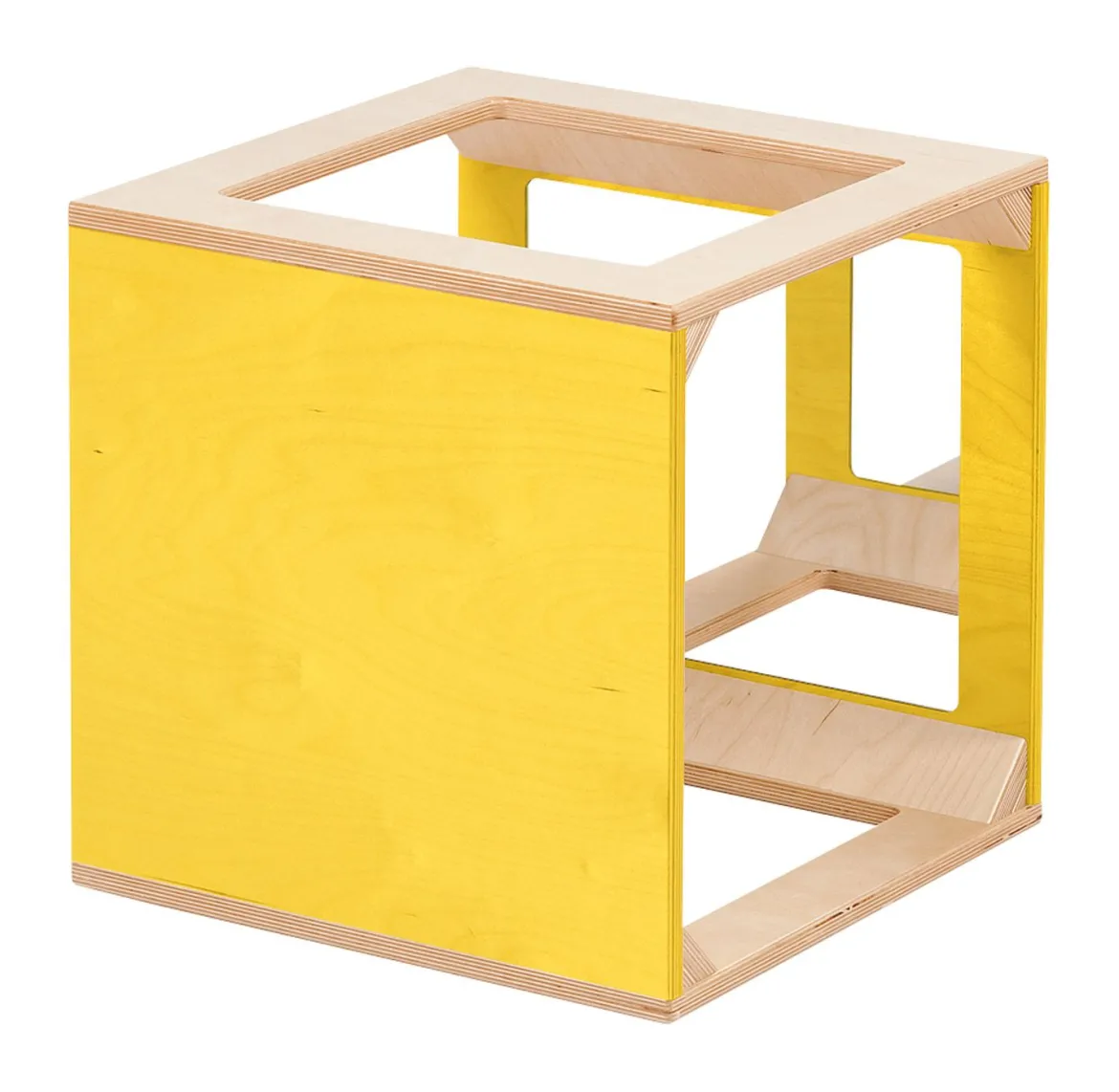 Spiegelwürfel farbig gebeizt, gelb