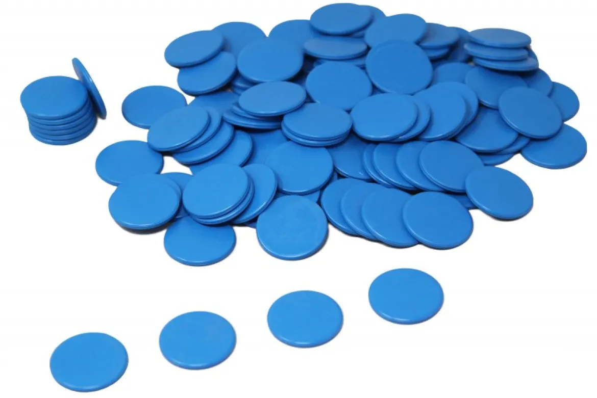 Spielchips blau, 100 Stück aus RE-Plastic