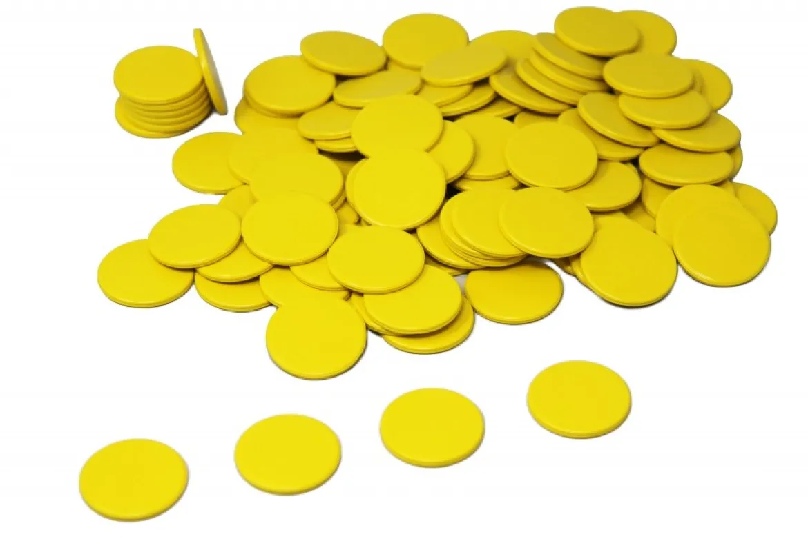 Spielchips gelb, 100 Stück aus RE-Plastic