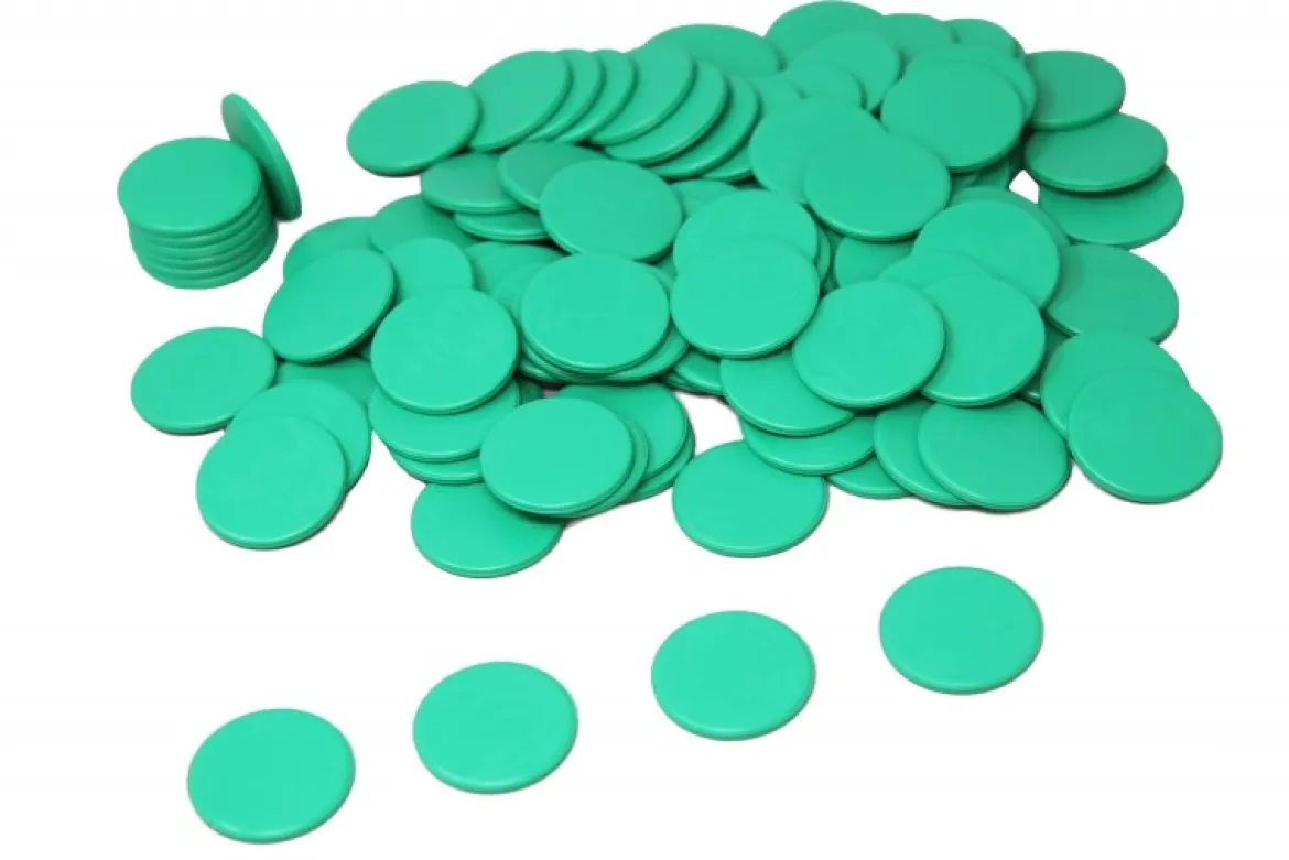 Spielchips grün, 100 Stück aus RE-Plastic
