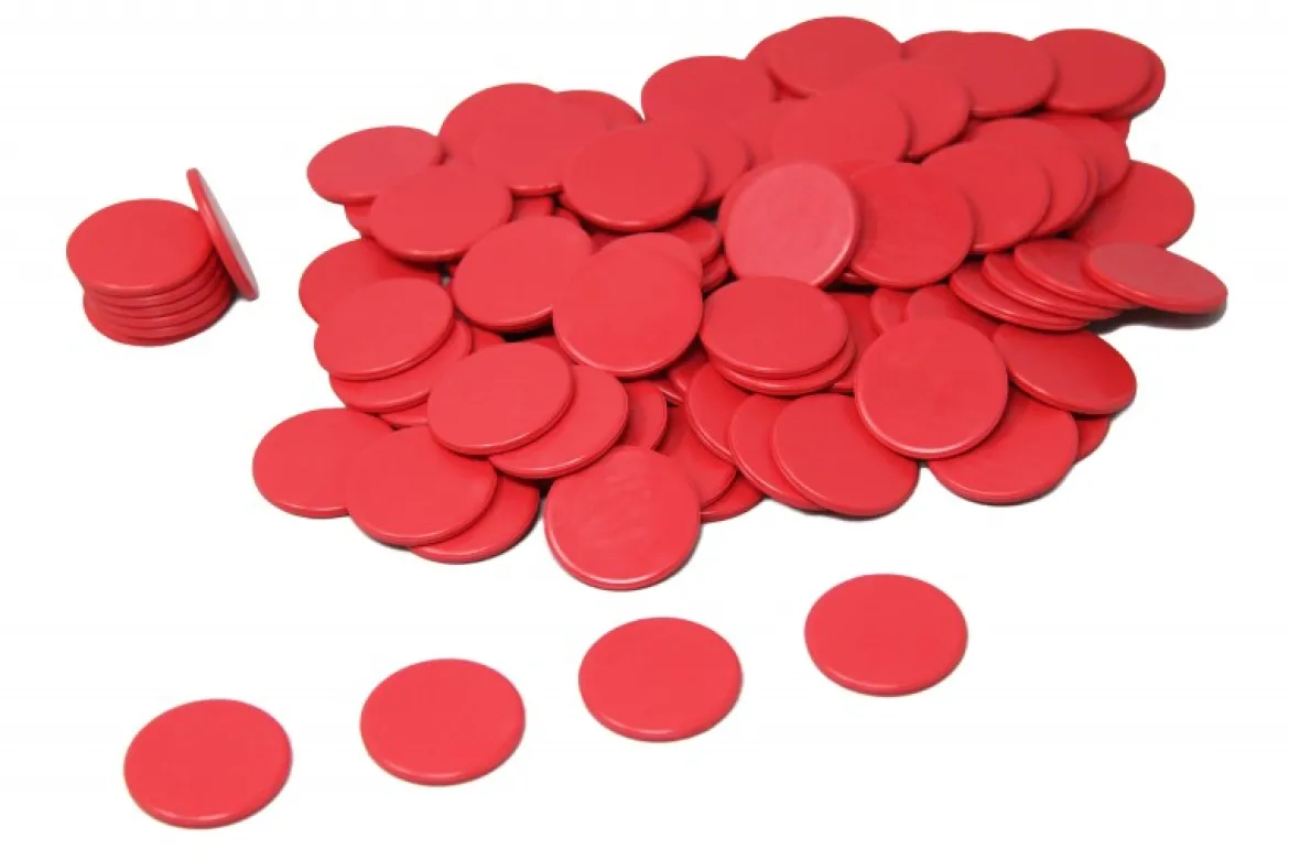Spielchips rot, 100 Stück aus RE-Plastic