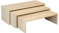 Stapelbänke 3er-Set, Eichedekor, Rechteck